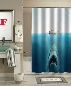 shark jaws movie shower curtain