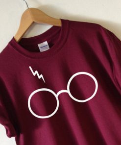 Harry Potter Lightning Glasses Maroon Tshirt