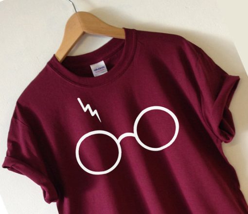 Harry Potter Lightning Glasses Maroon Tshirt