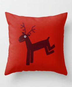 Red Christmas Reindeer pillow cover