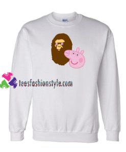 A Bathing Ape Bape Head X Peppa Pig Parody Sweatshirt Gift sweater adult unisex cool tee shirts