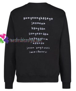 Annyeonghaseyo Jeoneun Bangtan Back Sweatshirt Gift sweater adult unisex cool tee shirts
