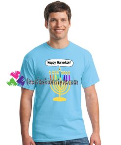 Happy Hanukkah Smiley Menorah T Shirt Cute Chanukkah T Shirt gift tees unisex adult cool tee shirts