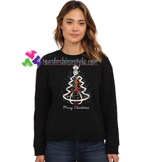 Stethoscope Christmas tree Merry Christmas nurse sweatshirt Gift sweater adult unisex cool tee shirts