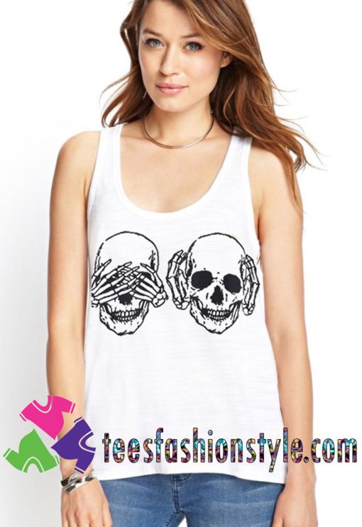 Casual Print Skull White Tank Top By Teesfashionstyle.com