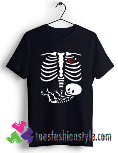 Halloween Maternity Shirt, Skeleton Bones with Baby T shirt For Unisex