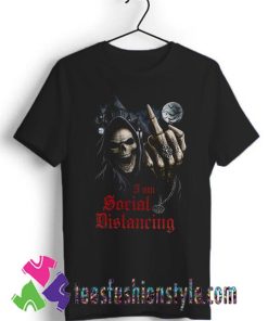 Social Distancing Skull Middle Finger T shirt For Unisex