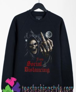 Social Distancing Skull Middle Finger Sweatshirts By Teesfashionstyle.com